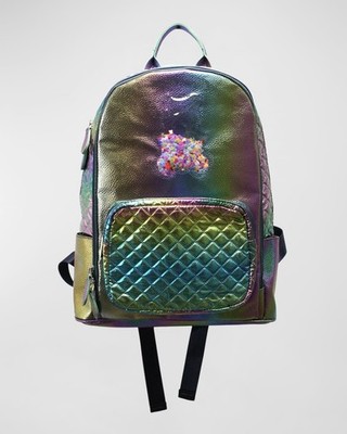 Brand New Bari Lynn Girl's Backpack W/ Iridized Confetti Gummy Bear Patch