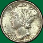 1945-S Micro S Mercury Dime Brilliant Uncirculated BU Coin #40364