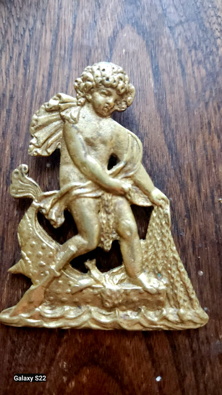 Antq French Ormolu Furniture Applique Putti signed H V & numbered