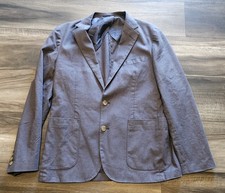 J. Crew Men Slim-Fit Suit Jacket Stretch Hemp Organic Cotton M Dark Harbor Blue