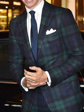 Men's Green Plaid Blazer Casual Business Suit Jacket Single Breasted Smart Coat