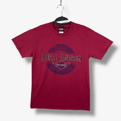 #ad Harley Davidson T Shirt Mens M Manatee River Bradenton FL Burgundy Motorycle $10.93