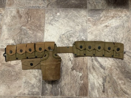 1942 WW2 M1 Ammo Belt W/Caneen US Army Military