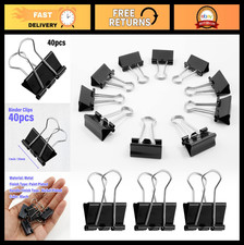 40 Pack Metal Paper Clips - Small, Medium  Large - 1 Inch/25mm - Black Office S