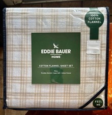 Eddie Bauer ARROWHEAD TARTAN BEIGE Flannel Sheets Full Size Plaid