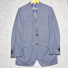 Loro Piana Dream Tweed  Men’s Blazer ~44R Blue Wool Peak Lapel Smith Bespoke