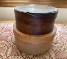 New England Primitive Antique Pantry Boxes, Stack Of Two Graduated Sizes