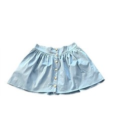 ANTHROPOLOGIE Maeve Basque Waist Button Down Mini Skirt Stone Blue Size XL NEW