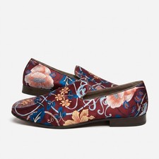 Mocasines florales satinados Aldo Tralisien para hombre talla 10,5 zapatos de vestir sin cordones preppy