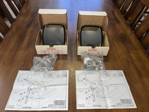 Vintage Velvac 708157 Ford Van Stainless Steel Convex Head Mirror Kits