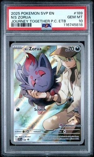 N's Zorua 189 Journey Together Pokemon Center Stamped Pokemon PSA 10