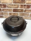Vtg Lodge #9 Cast Iron Dutch Oven Wire Handle w/ Flat Bottom