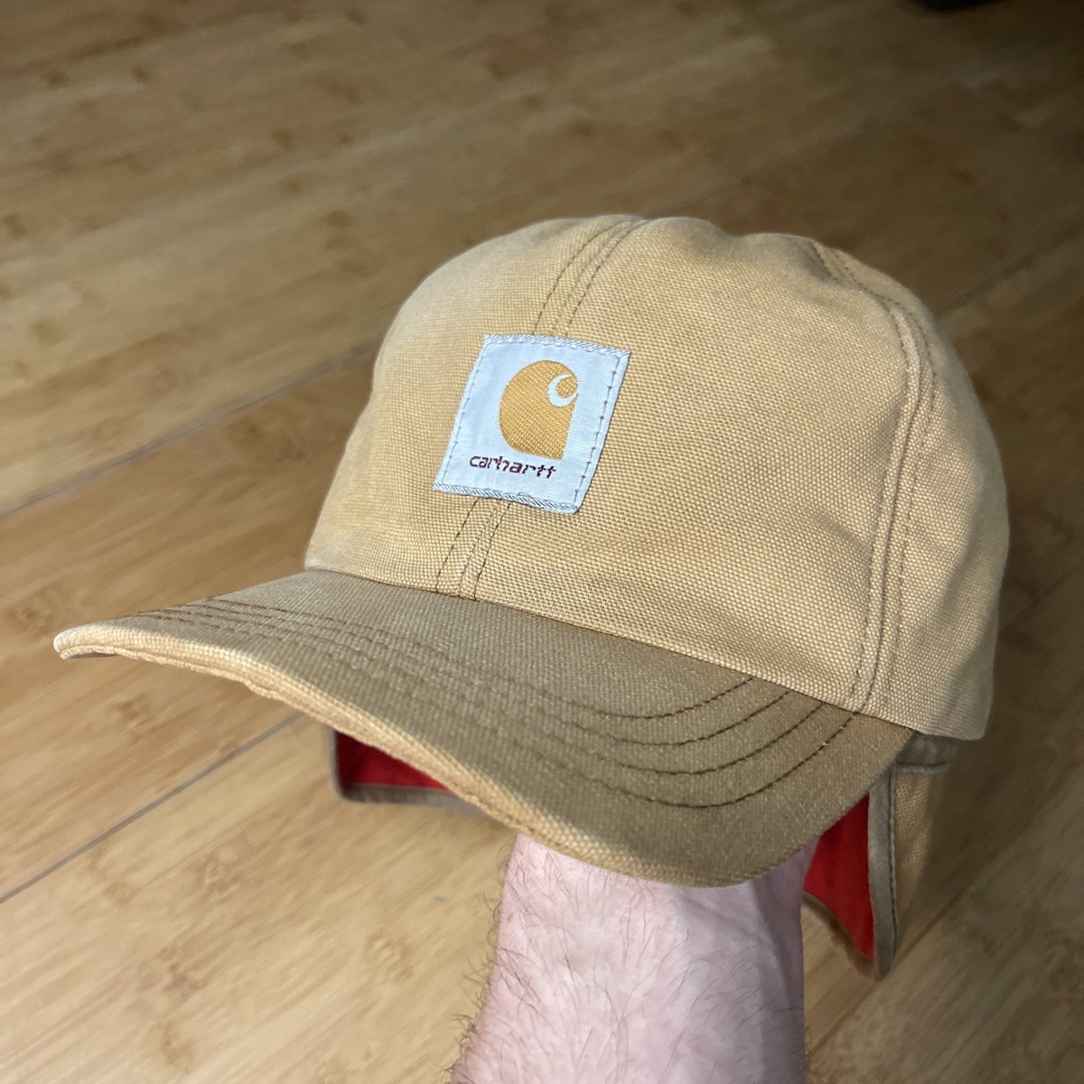 Vintage Carhartt Trapper Brown USA Fitted Medium Mens Hat Cold
