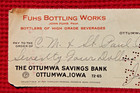 1928 Chicago Milwaukee & St Paul Railway Check Fuhs Bottling Works Ottumwa Iowa — photo 3