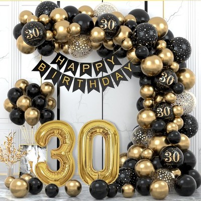 Schicker Black Gold Ballon-Set 30 Stück für 30. Geburtstag