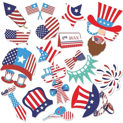 4th of July Party Requisiten 25 Stück DIY Photo Booth Zubehör weiß blau