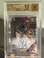 2019 Bowman Chrome Auto CJ Abrams 1st Refractor /499 BGS 9.5 Auto 10 See Desc