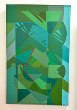 Vintage Mid Century Modern Geometric Abstract Canvas Painting 37
