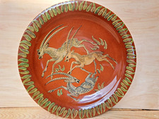 Wandteller Gustav Heinkel Karlsruher Majolika 1940 Teller Antilopen Tierszenen 