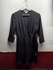 Topshop Mini Dress Black Wrap Surplice VNeck Belted LBD Night Out US Size 4