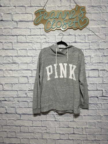 UNDERCOVER Pullover donna rosa Victoria's Secret con cappuccio grigio taglia M scritto