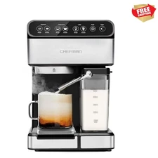 6-in-1 Espresso Machine with Built-In Milk Frother, 15-BAR Pump, Digital Disp...