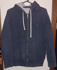 Polo Ralph Lauren Hoodie Mens XL Heavyweight Full Zip Distressed Vintage