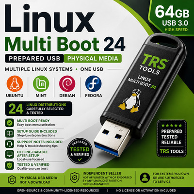 Linux Multi Boot Prepared USB 64GB Ubuntu Mint Debian Fedora