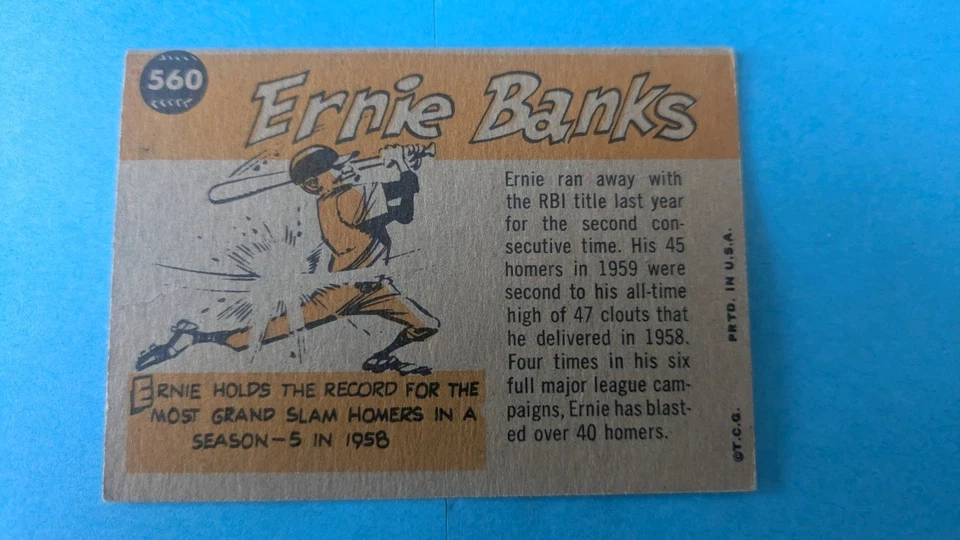 1960 Topps Basball Ernie Banks #560 Sport Magazine All Star Chicago Cubs Foto 4 de 4