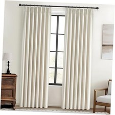 Cream Pleat Blackout Curtains 84 Inch Length 40"W x 84"L Pack of 2 Warmcream