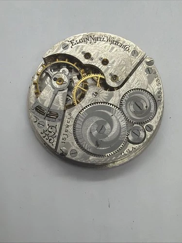 Elgin 16s 15J Running Antique Hunting Pocket Watch Movement Nice Dial Runs 324