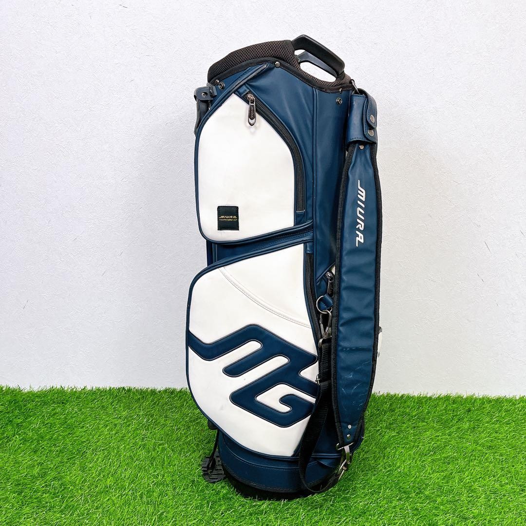 MIURA GIKEN White / Navy stand bag golf carry caddy bag rare japan