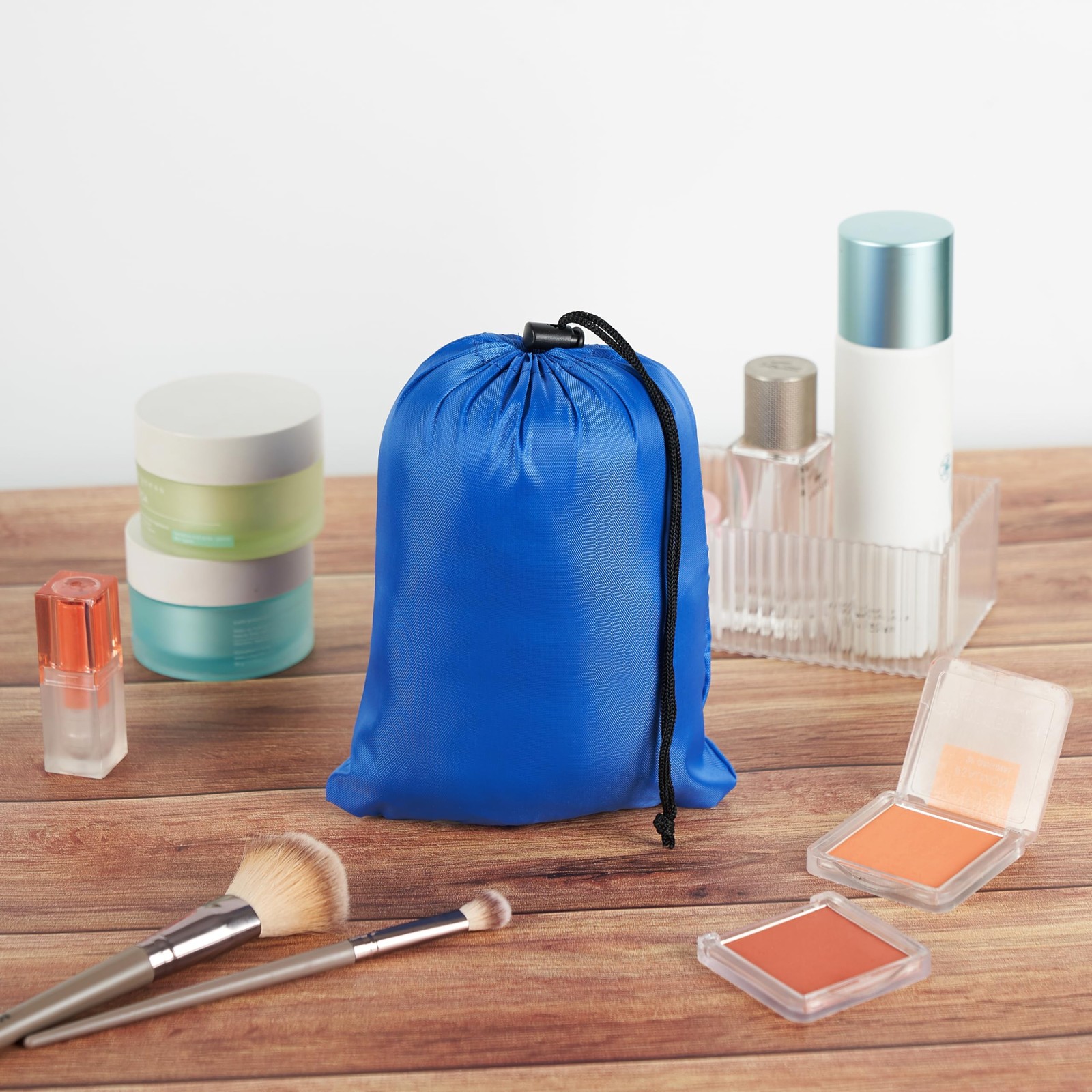 Drawstring Bag with Toggle - Nylon Cinch and Ditty Pouch () 7 x 9 Inch Blue
