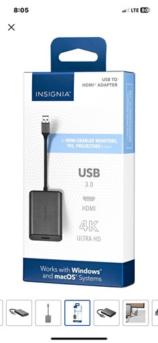 Insignia USB 3.0 to HDMI Adapter 4K Ultra HD For Windows PC Macbook Surface Pro - Picture 3 of 5