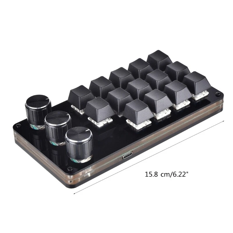 14-Key Macro Mechanical Mini Keyboard with 3 Knobs for Professional Use