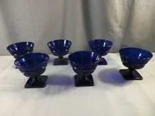 HTF Set of 6 Imperial Cape Cod Cobalt Ritz Blue Glass Sherbets 3 1/4" Tall