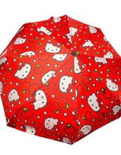 Sanrio Hello Kitty 11.5" Umbrella Red Apples Auto Open Close