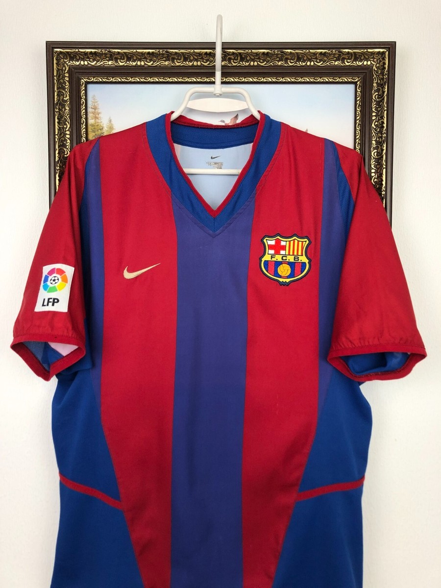 NIKE FC Barcelona シャツ 赤青 Vネック Barcelona Home football shirt 2002 Soccer Nike Jersey Mens