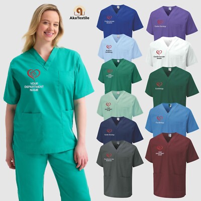 Personalisierte bestickte Scrub Tunika individuell Herz beliebiger Name Krankenschwester Arbeitskleidung Tunika