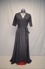 NWT Quince Tencel Jersey Midi Wrap Black Dress Size Small