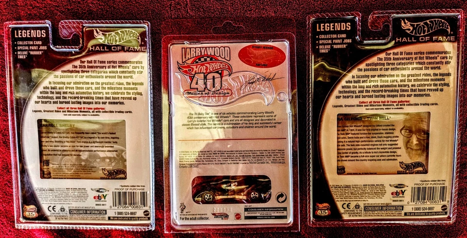 Hot Wheels Lote de 3 Salón de la Fama Shelby & Gilford/40 Años de Diseño Larry Wood Foto 2 de 4