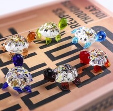 Crystalsuncatcher Handmade Tiny Turtle Hand Blown Glass Ornaments Gifts Decor 