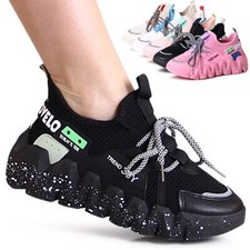 Chaussures Femme Semelle Compensée Baskets Basses Plateforme de Sport Derbe