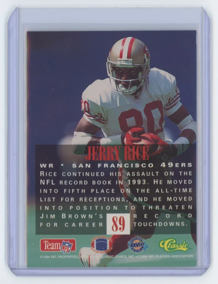 1994 Classic NFL Jerry Rice #89 - Image 2 of 2