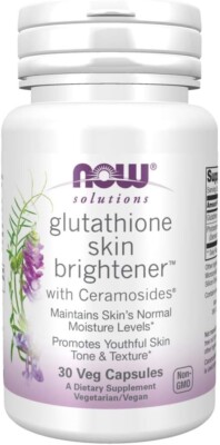 NOW Foods Glutathione Skin Brightener with Ceramosides 30 Veg Caps