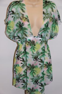 NWT Miken Swim Swimsuit Bikini Cover Up Dress Tunic Size M WHT/Jungle ...