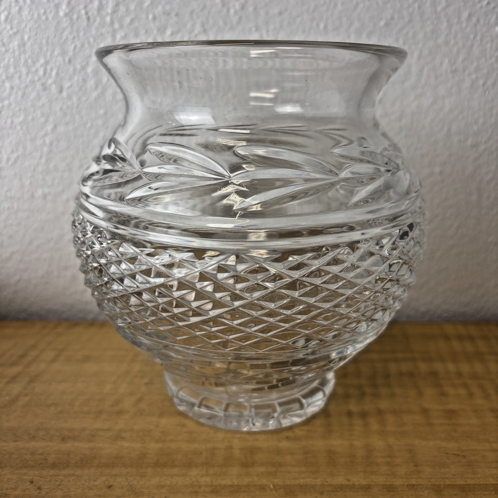 Waterford Glandore Crystal Glass Ginger Vase Elegant Unmarked