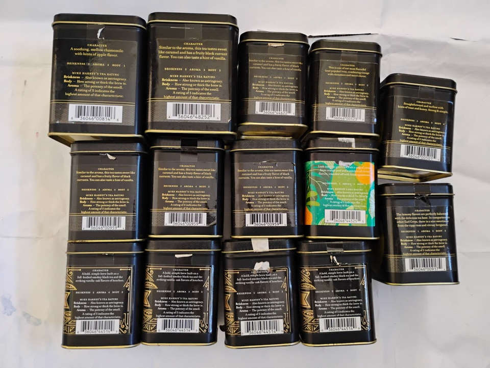 Lot of 14 Empty Harney & Sons Fine Tea Tins w/Lid Paris Great Crafts