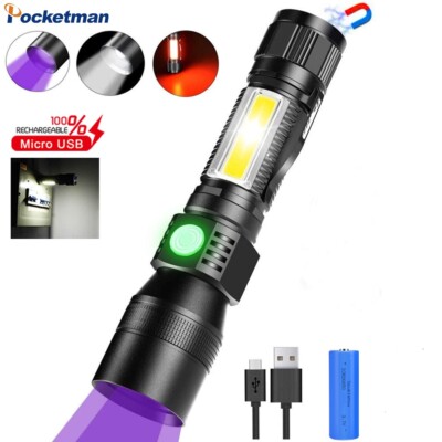3 in 1 rechargeable flashlight 3 In 1 Rechargeable UV Flashlight LED Torch with Pocket Clip Work Light 7  Modes