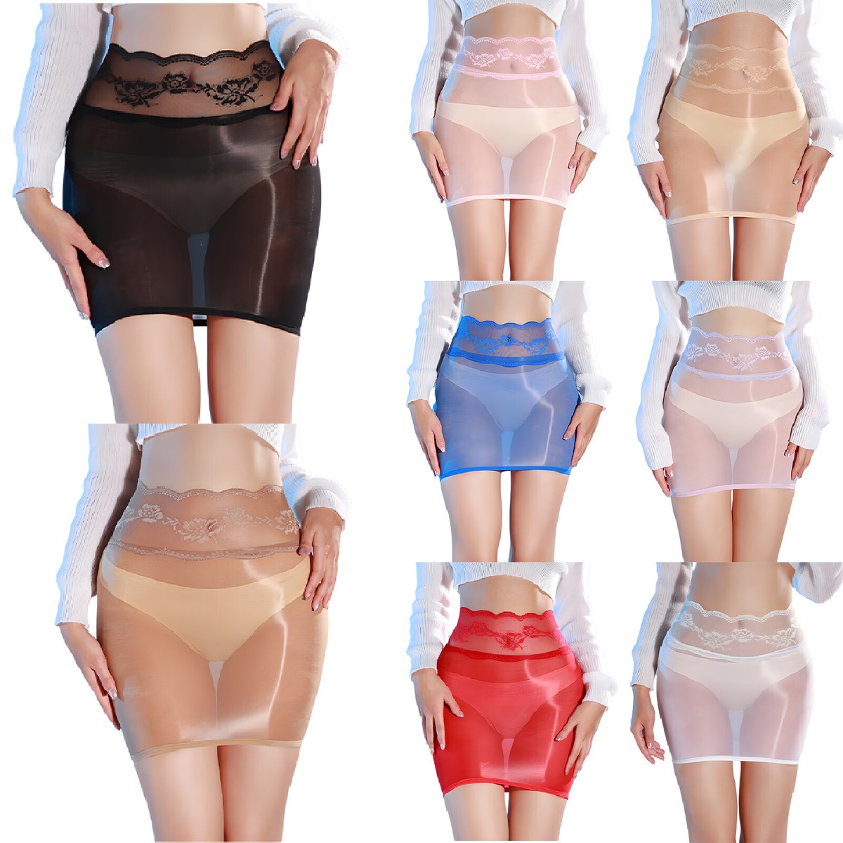 Women Lingerie Silk Underwear Tight Skirt Clubwear See Through Fun